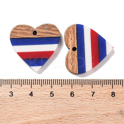 Independence Day Opaque Striped Resin & Walnut Wood Pendants RESI-U010-02V-1