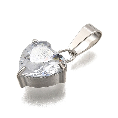 304 Stainless Steel Micro Pave Cubic Zirconia Pendants LS-STAS-B086-13P-04-1