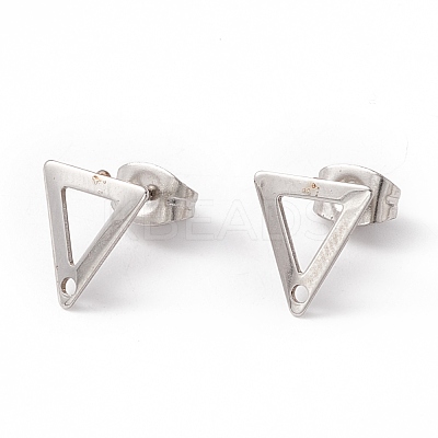 Non-Tarnish 201 Stainless Steel Stud Earring Findings with Hole EJEW-A071-29P-1