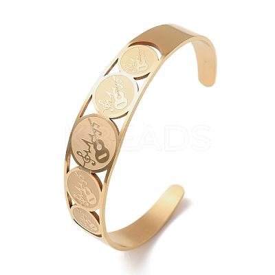 201 Stainless Steel Cuff Bangles for Women BJEW-F507-04G-1