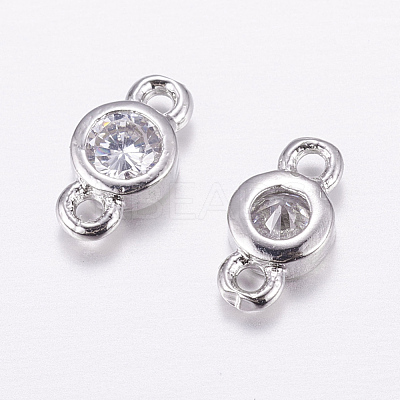 Brass Micro Pave Cubic Zirconia Links X-KK-F714-09P-1