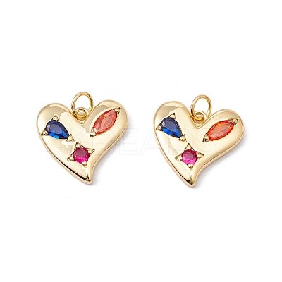 Rack Plating Brass Micro Pave Colorful Cubic Zirconia Pendants ZIRC-C040-37G-1