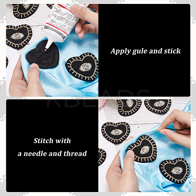 Heart with Evil Eye Appliques DIY-WH0401-28-1