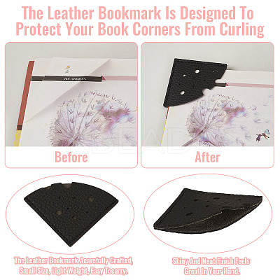 24Pcs 4 Styles PU Leather Fan/Heart Bookmarks AJEW-TA0002-55-1