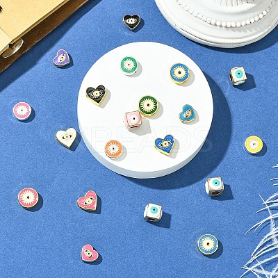 20Pcs 5 Styles Evil Eye Theme Alloy Enamel Beads FIND-YW0008-25-1