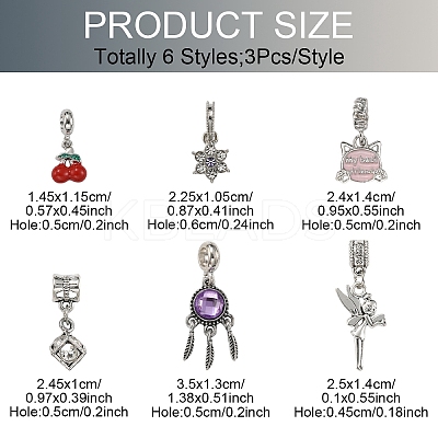 18Pcs 6 Styles Alloy Enamel with Crystal Rhinestone European Dangle Charms FIND-YW0006-85-1