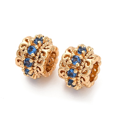 Brass Micro Pave Cubic Zirconia European Beads KK-H513-06G-1