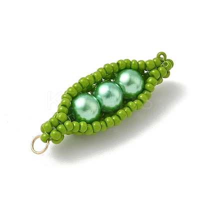 Glass Seed Beaded Pea Pendants PALLOY-MZ00922-01-1