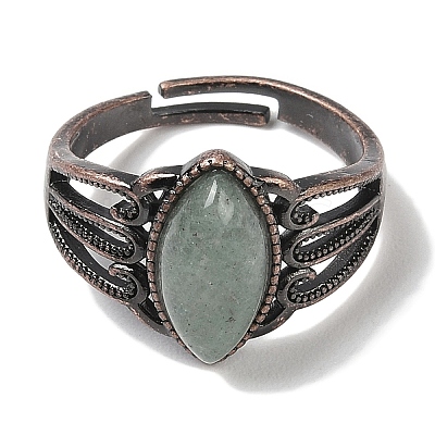 Natural Green Aventurine Horse Eye Adjustable Rings RJEW-K271-05R-12-1