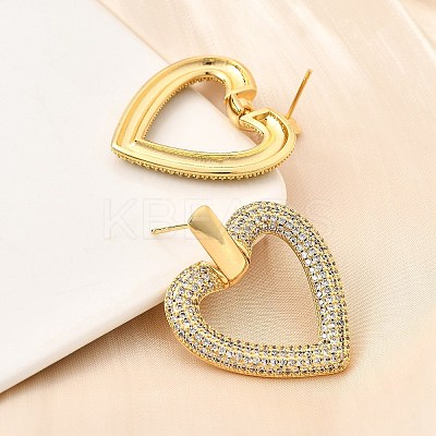 Brass Micro Pave Clear Cubic Zirconia Stud Earrings EJEW-C147-01B-G-1