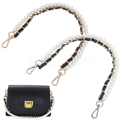 2Pcs 2 Styles Plastic Imitation Pearl Beaded Bag Handles FIND-WR0007-91-1