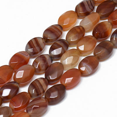 Natural Red Agate Bead Strands G-T070-6x8mm-04-1