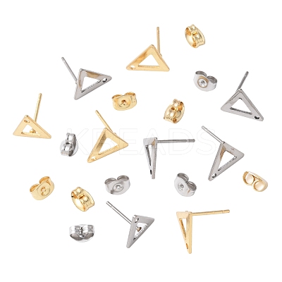 16Pcs 2 Colors 201 Stainless Steel Stud Earring Findings with Hole EJEW-FS0001-17-1