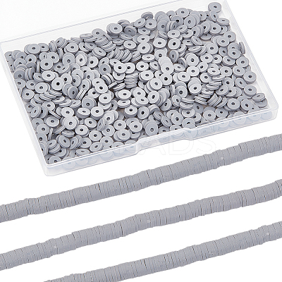 Flat Round Handmade Polymer Clay Beads CLAY-SC0001-61-1