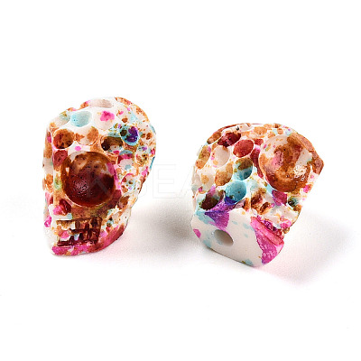 Spray Painted Resin Beads Strands RESI-N041-01A-1