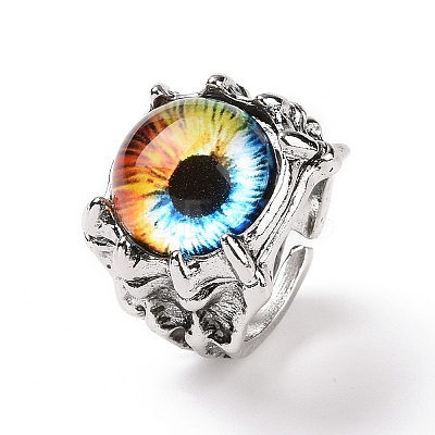 Evil Eye Glass Wide Band Rings for Men LS-RJEW-E017-01AS-01-1