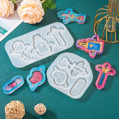 2Pcs 2 Style Medical Theme DIY Pendant Silicone Molds DIY-TA0005-23-1