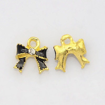 Golden Tone Alloy Rhinestone Enamel Pendants ENAM-J458-06G-1