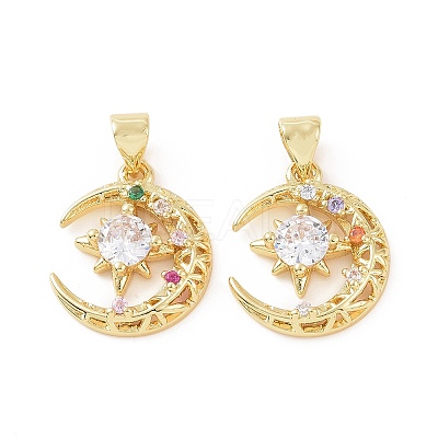 Brass Micro Pave Cubic Zirconia Pendants ZIRC-P106-35G-1