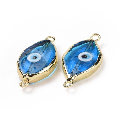 Handmade Horse Eye Evil Eye Lampwork Links Connectors LAMP-P057-07G-1