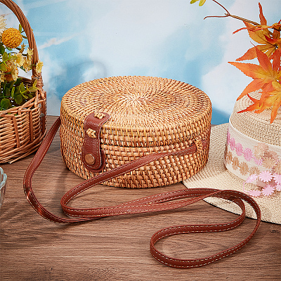 Boho Women's Straw Knitted Bag AJEW-WH0348-21-1