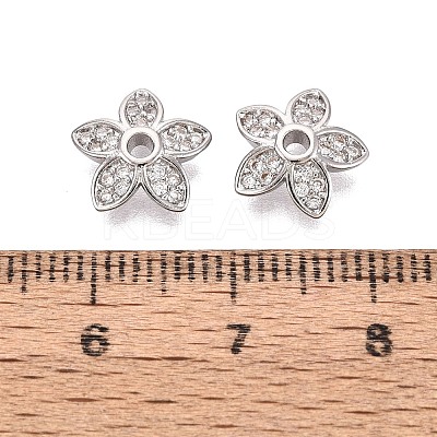Brass Micro Pave Clear Cubic Zirconia Bead Caps KK-Q071-05P-02-1