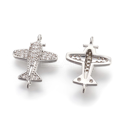 Brass Micro Pave Cubic Zirconia Links KK-F774-13P-NR-1