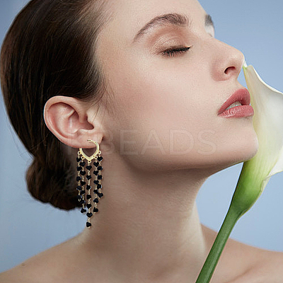 2 Pairs 2 Colors Dyed Natural Quartz Crystal Chips Tassel Earrings EJEW-FI0001-85-1