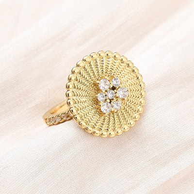 Adjustable Brass Micro Pave Cubic Zirconia Cuff Rings for Women RJEW-B139-07G-01-1