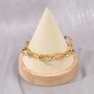 304 Stainless Steel Paperclip Chain Bracelets for Women Men BJEW-Z143-24G-1