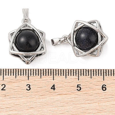 Synthetic Blue Goldstone Round Pendants G-M440-04H-P-1