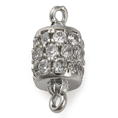 Brass Micro Pave Clear Cubic Zirconia Hollow Column Connector Charms KK-A230-05F-P-1