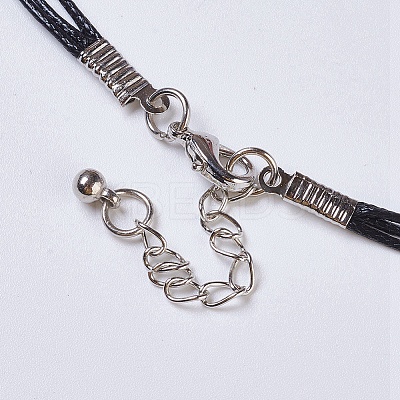 Waxed Cord Tiered Necklace NJEW-P185-A05-1