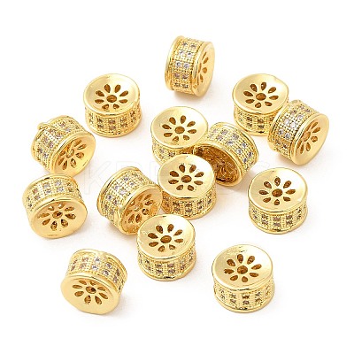 Brass Micro Pave Clear Cubic Zirconia Beads KK-I705-12G-1