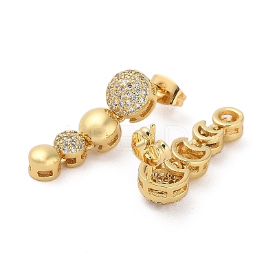 Brass Micro Pave Cubic Zirconia Dangle Stud Earrings EJEW-P252-06A-G-1