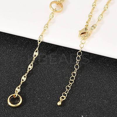 Brass Textured Link Chain Y Lariat Necklaces NJEW-H087-03G-1