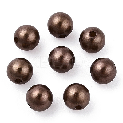Spray Painted ABS Plastic Imitation Pearl Beads OACR-T015-05C-04-1