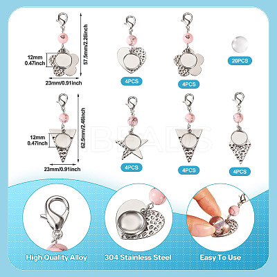 20Pcs 5 Styles 304 Stainless Steel Pendant Decoration HJEW-TA0001-28-1