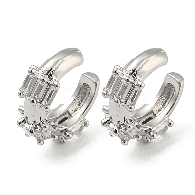 Brass Micro Pave Cubic Zirconia Cuff Earrings EJEW-E299-01P-1