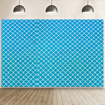 Fishscale Pattern Polyester Fabrics DIY-WH0304-508C-1