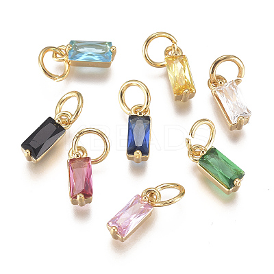 Brass Micro Pave Cubic Zirconia Charms X-ZIRC-F111-03G-1