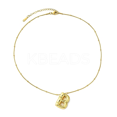 Ion Plating(IP) Initial Letter 304 Stainless Steel Pendant Necklace NJEW-R265-05G-B-1