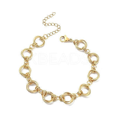 304 Stainless Steel Rings Link Chain Bracelet BJEW-TA00334-01-1