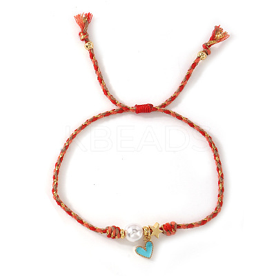 Handmade Heart Brass Enamel Charm Bracelets OI2276-5-1