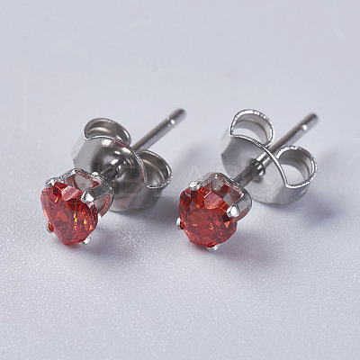 Cubic Zirconia Earrings EJEW-I209-08-4mm-1