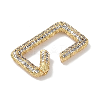 Rack Plating Brass Micro Pave Cubic Zirconia Sping Gate Rings KK-NH0002-16G-01-1