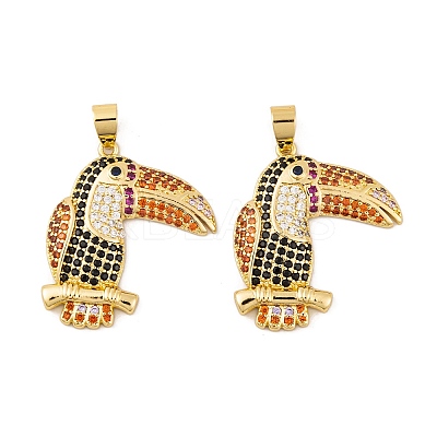 Brass Micro Pave Cubic Zirconia Pendants KK-E108-35G-1