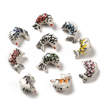 Handmade Printed Porcelain Beads PORC-E015-18-1
