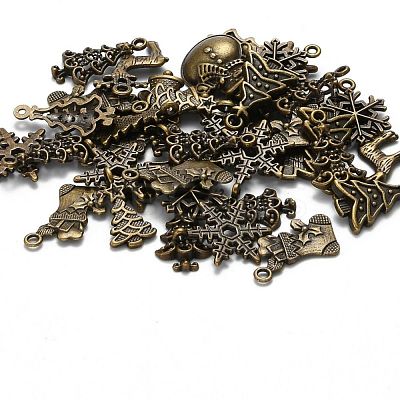 Christmas Mixed Style Tibetan Style Alloy Pendants TIBEP-F040-02AB-1
