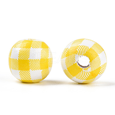 Printed Wood European Beads WOOD-G022-13G-1